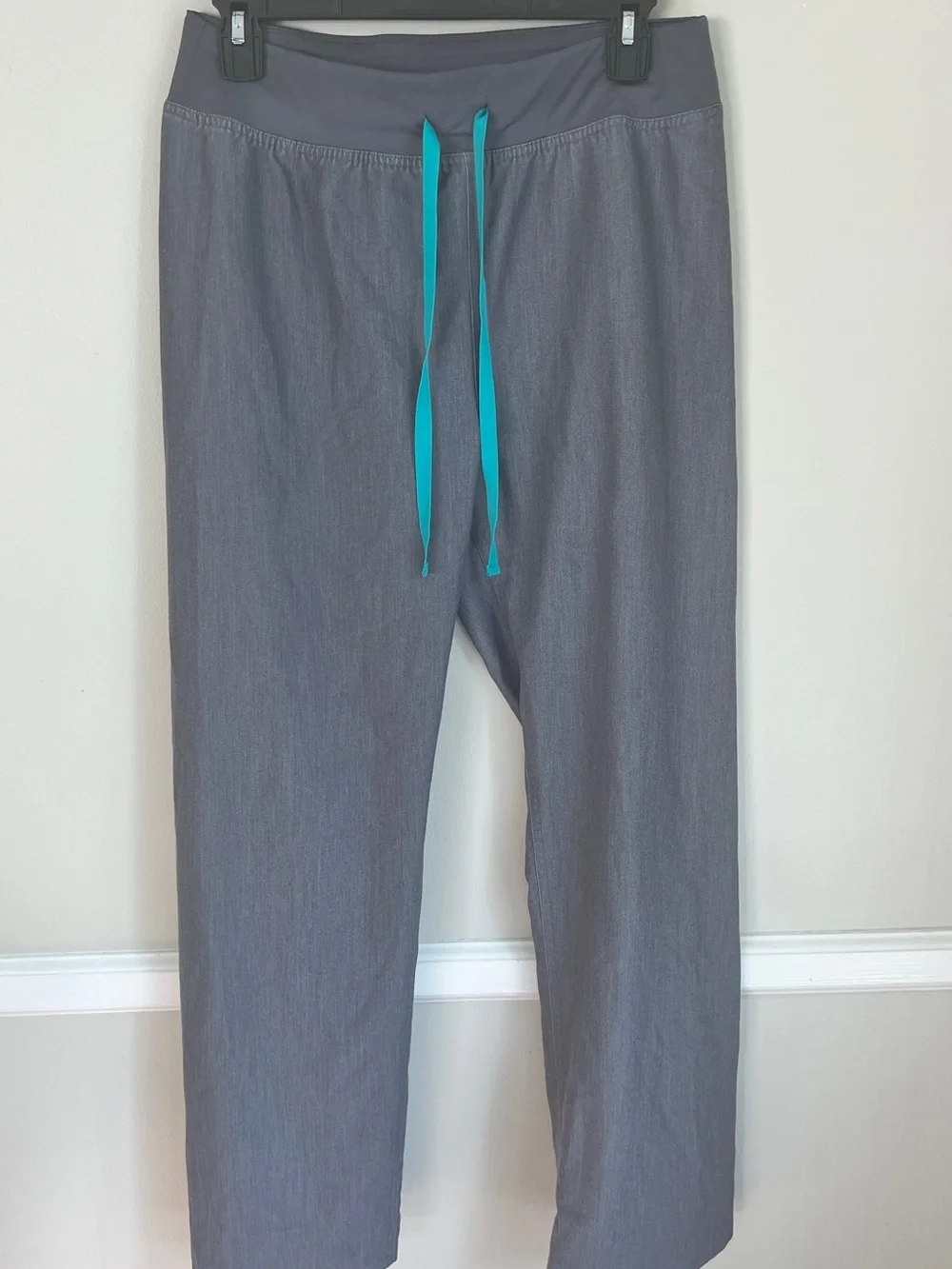 Figs Men's Gray Pants with Teal Drawcord